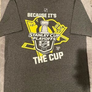 Pittsburgh Penguins Gray NHL Stanley Cup Playoffs T-Shirt Size Large